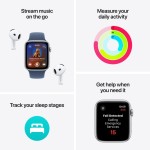 Apple Watch SE GPS + Cellular 44mm Silver Aluminium Case with Denim Sport Band - M/L