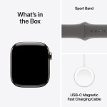 Apple Watch Series 10 GPS + Cellular 42mm Natural Titanium Case with Stone Grey Sport Band - S/M