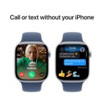 Apple Watch Series 10 GPS + Cellular 46mm Silver Aluminium Case with Denim Sport Band - S/M