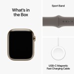 Apple Watch Series 9 GPS + Cellular 45mm Gold Stainless Steel Case with Clay Sport Band - M/L