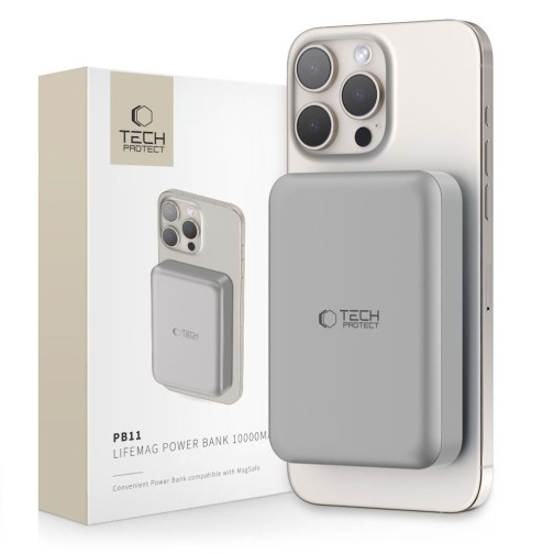 Tech-Protect MagSafe 10000maH Power Bank with Wireless Charging - Titanium