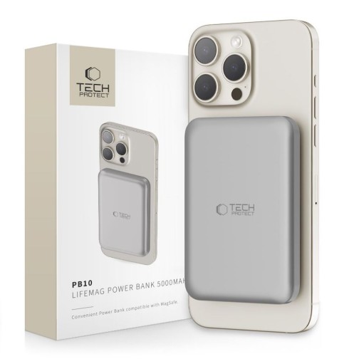 Tech-Protect MagSafe 5000maH Power Bank with Wireless Charging - Titanium
