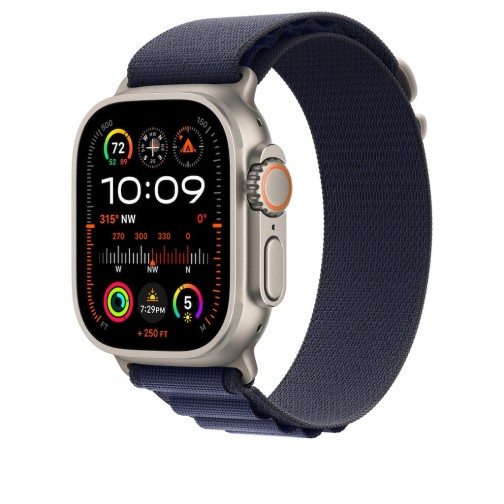 49mm Navy Alpine Loop - Large - Natural Titanium Finish