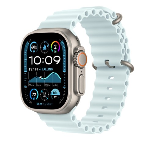 49mm Ice Blue Ocean Band - Natural Titanium Finish