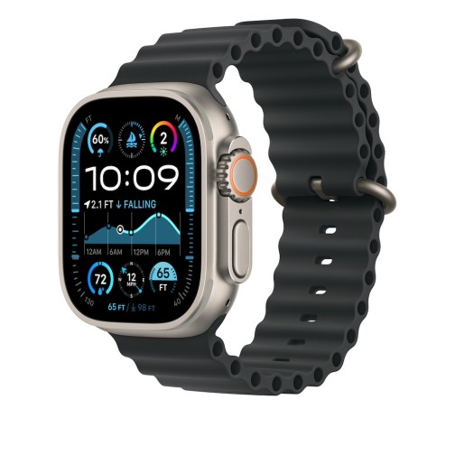 49mm Black Ocean Band - Natural Titanium Finish