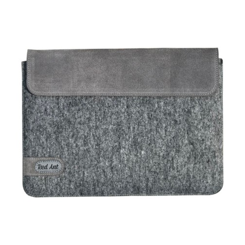 Handmade felt and natural suede Case for MacBook Pro 14 - Dark gray 