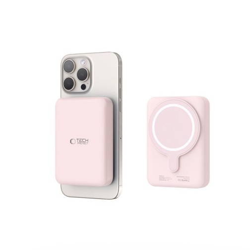 Tech-Protect MagSafe 10000maH Power Bank with Wireless Charging - Pink