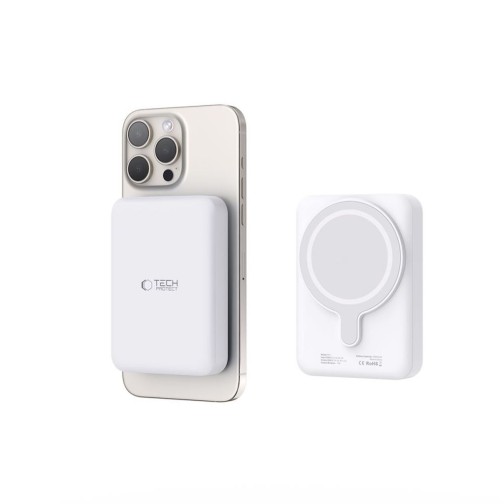 Tech-Protect MagSafe 10000maH Power Bank with Wireless Charging - White