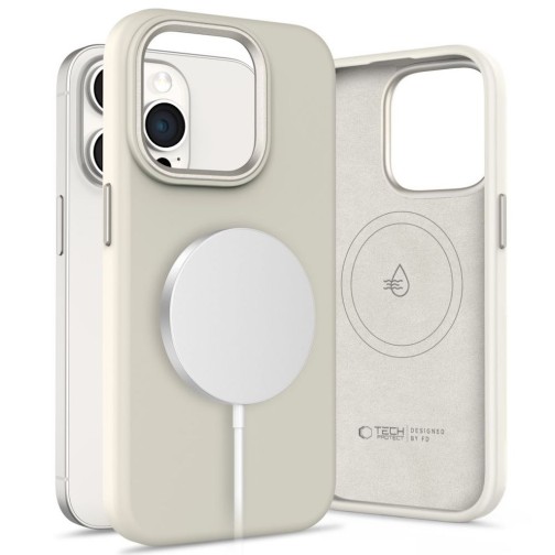 Tech-Protect Silicone Pure MagSafe iPhone 15 Pro Max case - Cosmic Latte