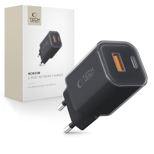 Tech-Protect 33W USB-C / USB-A charger - Black