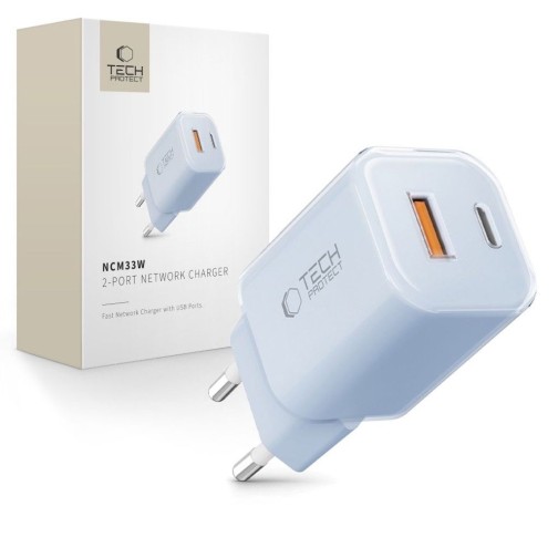 Tech-Protect 33W USB-C / USB-A charger - Blue