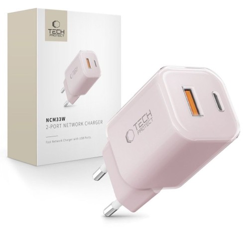 Tech-Protect 33W USB-C / USB-A charger - Pink