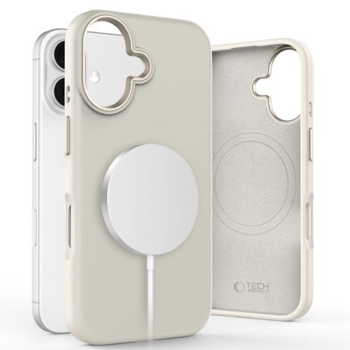 Tech-Protect Silicone Pure MagSafe iPhone 16 case - Cosmic Latte