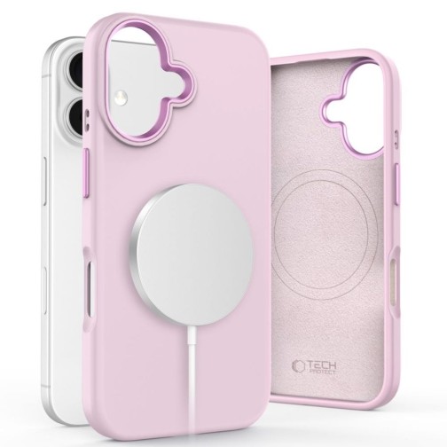 Tech-Protect Silicone Pure MagSafe iPhone 16 case - Pink Pearl