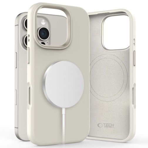 Tech-Protect Silicone Pure MagSafe iPhone 16 Pro Max case - Cosmic Latte