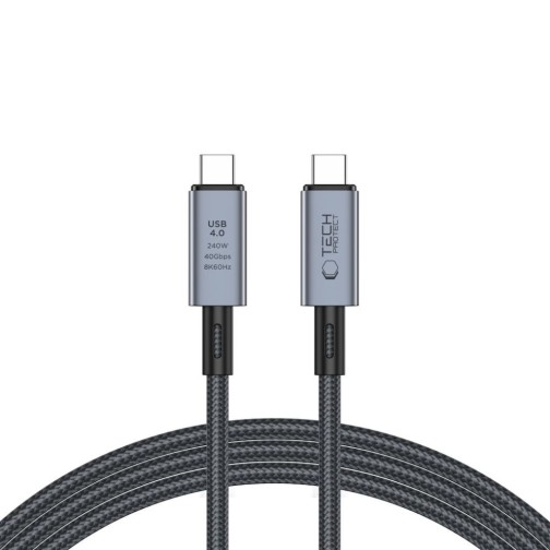 Tech-Protect USB 4.0 8K 40Gbps 240W Type-C 2m kabelis - Gray