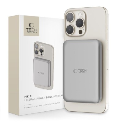 Tech-Protect MagSafe 5000maH Power Bank with Wireless Charging - Titanium