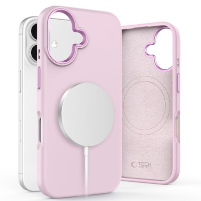 Tech-Protect Silicone Pure MagSafe iPhone 16 case - Pink Pearl